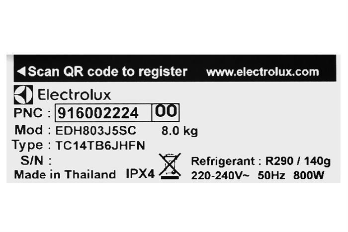 Máy Sấy Bơm Nhiệt Electrolux UltimateCare 8 Kg EDH803J5SC